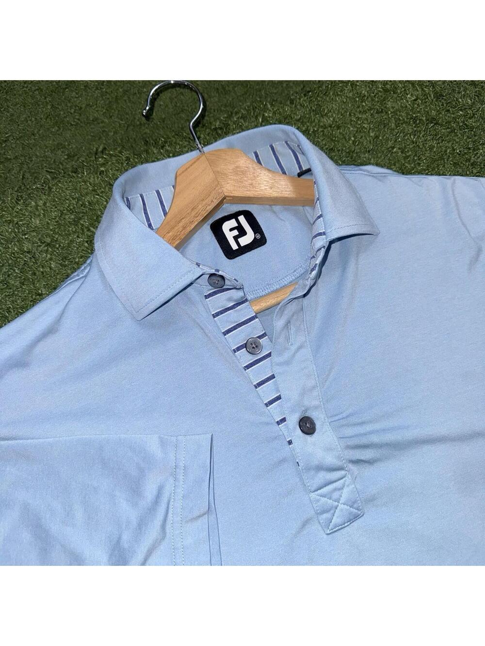 FootJoy Golf Polo Shirt Light Blue Men Size M Performance Golfcore Preppy Summer